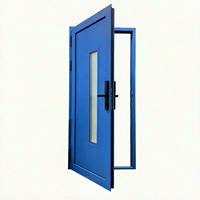 Porte d'entrée d'usine antivol en acier peint pour salle blanche avec fenêtre à double vitrage et ferme-porte