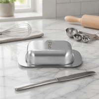 Boîte à beurre en acier inoxydable minimaliste épaissie de qualité alimentaire avec plateau à beurre à motif uni pour la cuisine