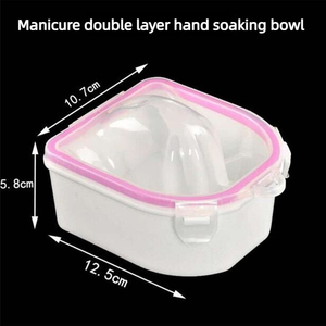 Bol à ongles double couche en plastique pour trempage et nettoyage des doigts, outil de manucure, <span class=keywords><strong>vente</strong></span> en gros, marque personnalisée, offre spéciale - Product Image 4