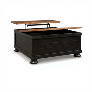 Table basse coffre de rangement en bois rustique avec plateau relevable à charnières, style industriel antique et campagnard, pour couvertures et décoration de salon - Product Image 2