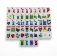 Juego de Mahjong Americano Personalizado con Amuletos de la Suerte, Color Azul Perla Hamptons, 160 Piezas de Acrílico Ecológico, de Lujo para Viaje