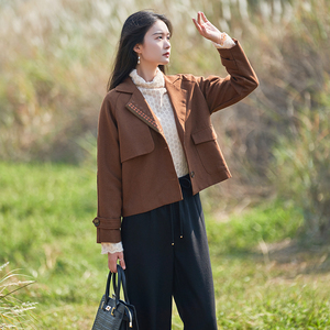 <span class=keywords><strong>Blazer</strong></span> Corto Vintage para <span class=keywords><strong>Mujer</strong></span> con Bordado Folclórico, Solapa y Bolsillos Grandes, <span class=keywords><strong>Chaqueta</strong></span> Corta Oversize de Otoño - Product Image 1