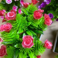 Rose artificielle en plastique de haute qualité, 26 cm, petite plante bonsaï pour la décoration de table, de bureau et de meuble TV