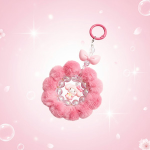 Porte-clés DIY en perles, lanière de téléphone en pompon duveteux, porte-clés lumineux animal de dessin animé, acrylique écologique pour filles, cadeau mignon Kawaii - Product Image 2