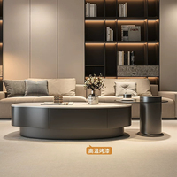 Ensemble de tables basses gigognes modernes style crème avec tiroir de rangement, table à thé minimaliste pour salon, table d'appoint décorative pour la maison