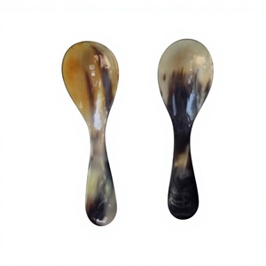 Top Luxury Polished Organic Material Eco-Friendly Carved Buffalo Horn Spoon Wholesale Crafted Small Angel Theme Art Collectible - Product Image 1