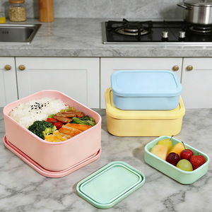 Silicone Food Storage Containers Round Clip On Lid Microwave Safe Travel <b>Lunch</b> Box <b>Set</b> - Product Image 3