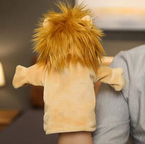 Marioneta de Mano de León de Peluche Suave y Creativa y Marionetas de Dedo de Animales de Granja con Algodón PP Esponjoso, Juguete Adorable para Niños, Juegos de Rol - Product Image 4
