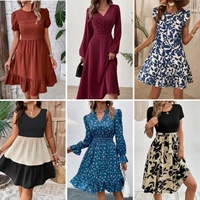 Vêtements en gros de marque 2024, grande réduction, liquidation de stock, vente de robes pour femmes, robes en coton/polyester/soie, tous âges