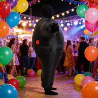 Costume gonflable pour adulte en forme de poisson noir et blanc, convient aux personnes de 1,5 à 2 m. Idéal pour Noël, le cosplay, les fêtes, les spectacles sur scène et les bals masqués