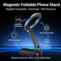 Support de téléphone pliable en alliage d'aluminium magnétique double face avec rotation à 360 degrés pour lit