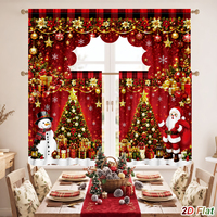 Frohe Weihnachten, Weihnachtsmann und Rentier-Vorhänge, Polyester-Vorhänge für Innendekoration, Neujahrsvorhänge, Heimdekorationen