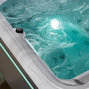 Miễn phí đứng 3 người thác nước đài phun nước LED chiếu sáng vườn spa sang trọng hồ bơi Acrylic Whirlpool Hydro Massage máy bay phản lực bồn tắm nước nóng