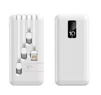 Batterie externe 10000 mAh avec logo personnalisé imprimé, 4 câbles intégrés, chargeur portable pour conférence, séminaire, événement anniversaire, cadeau