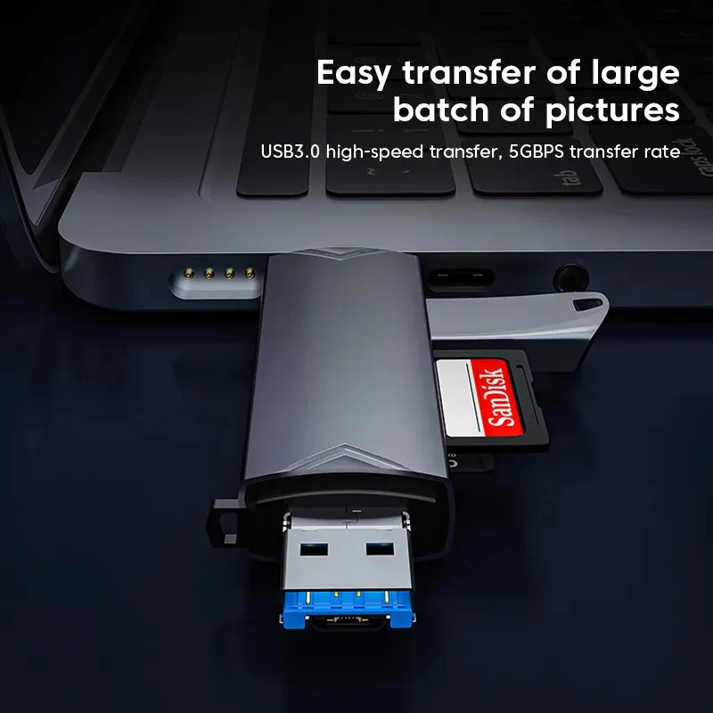 6-in-1 다기능 USB3.0 어댑터 SD TF 카드 리더기 마이크로 타입 C 고속 전송 어댑터 범용 휴대 전화 OTG