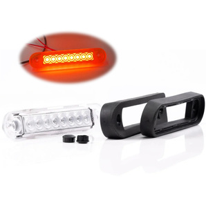 1xPCS 10-30V Luz de posición lateral de 8 LED con lente transparente completamente sellada, impermeable IP68 para camiones pesados, 2x luz de gálibo con base de goma - Product Image 2