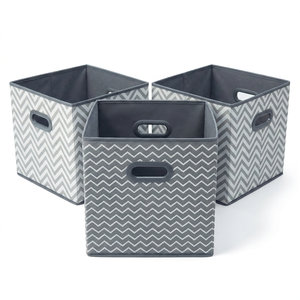 Cajas de tela plegables de 30 cm con asas de plástico, organizadores resistentes para armario y habitación infantil. - Product Image 3