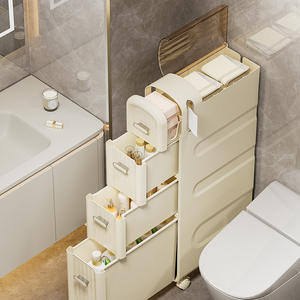Grand <span class=keywords><strong>casier</strong></span> intérieur en <span class=keywords><strong>plastique</strong></span> avec espace séparé Tiroir de rangement pour salle de bain à plusieurs niveaux Armoire de rangement pour toilettes crevasses - Product Image 2