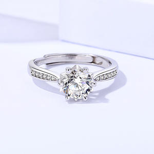 Moissanite <span class=keywords><strong>Diamond</strong></span> CZ 925 Sterling Silver Ring Wedding fidanzamento nuziale anello regolabile per le donne - Product Image 2