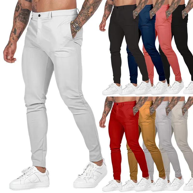 9 Colors Outdoor Casual Sweats Pants Men Slim Trouser Fashion Straight Sportswear Plus Size Men's Suit Pants Skinny Trousers