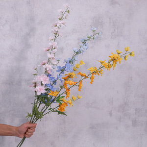 Arrangements de fleurs artificielles en soie de delphinium et de jacinthe à tige haute, style forêt, pour la décoration de la maison, du salon et de la table à manger - Product Image 1