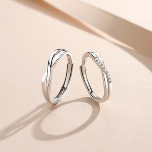 Sterling Silber Platinbeschichtete Paarringe für Liebende Herren und Damen Modeschmuck - Product Image 3