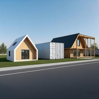 Villa modulaire en bois à ossature en A, maison conteneur économique, structure en acier, design moderne, installation rapide pour usage résidentiel, hôtelier, bureautique ou en appartement.
