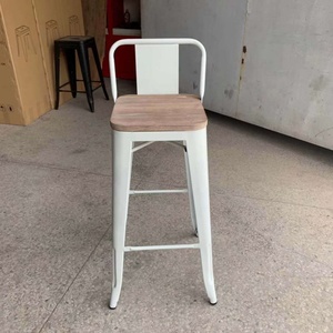 Chaise en métal Tolixed haute 76 cm, prix de gros, tabouret de bar noir avec <span class=keywords><strong>coussin</strong></span> en bois - Product Image 3