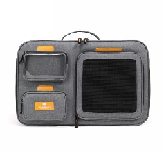 Soft-Sided Pet Carrier for <b>Cats</b> Gray Textile Material Zipper Closure Modern Design with Transparent Window and Orange Accents - Product Image 4