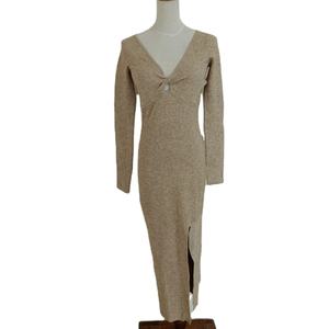 Nuovo abito da donna autunno estate abito elegante abbigliamento Casual abito profondo scollo a V su misura lavorato a maglia per le donne - Product Image 1