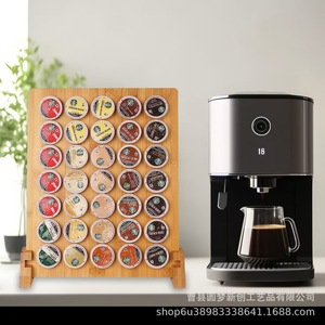 Estante vertical de madera para especias, organizador de almacenamiento, expositor de cápsulas de café de madera maciza con múltiples compartimentos, organizador de bolsitas de té para oficina - Product Image 3