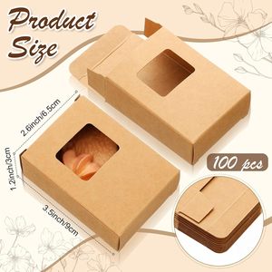 Scatole per sapone marrone con finestra, mini contenitori in carta kraft per sapone fatto in casa, confezioni regalo per lavoretti artigianali - Product Image 2