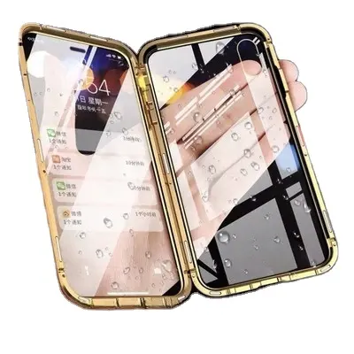 Hai Mặt Glass Magnetic Bảo Vệ Bìa Đối Với iPhone 13 Đối Với Apple 14 Pro XS Max Kim Loại Hút Shell Với Vua Nam Châm