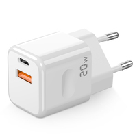 Cargador rápido de pared OEM QC3.0 PD 20W enchufe de la UE tipo C USB C cargador de teléfono móvil con adaptador de fuente de alimentación salida de 5V/3A