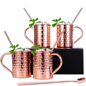 Ensemble de tasses à mule martelées classiques de Moscou 100% tasses en cuivre pur sans danger pour les aliments pour Bar Home Vodka Tequila Whisky - Product Image 2