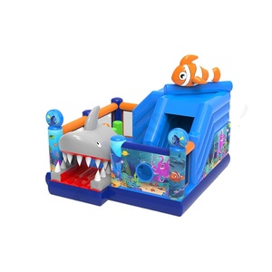 Castillo Inflable Comercial Personalizado con Forma de Tiburón, Tobogán Inflable de PVC, Casa de Brinco Inflable Combinada - Product Image 1