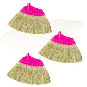 Cabezal de Escoba de Hierba Natural con Base de Plástico Rosa, Ecológico, Ligero, Repuesto para Limpieza de Pisos, Estilo Básico, Uso Doméstico - Product Image 1