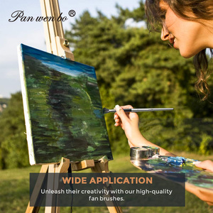 10 pièces artiste <span class=keywords><strong>peinture</strong></span> <span class=keywords><strong>pinceau</strong></span> ensemble doux Anti-perte Nylon manche en bois acrylique aquarelle <span class=keywords><strong>peinture</strong></span> à l'<span class=keywords><strong>huile</strong></span> ventilateur pinceaux - Product Image 5