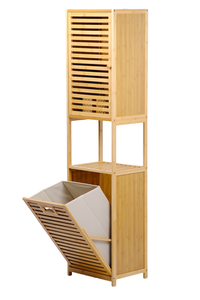 Nhà Máy Bán Buôn Tre Phòng Tắm Tổ Chức Lưu Trữ Giá Kệ Đứng Loại Cài Đặt Với Giặt Giỏ Cho Phòng Tắm Sử Dụng - Product Image 3