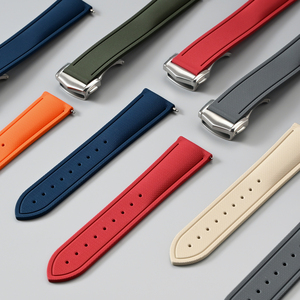 Correa de Reloj de Fluororubber para <span class=keywords><strong>Omega</strong></span> para Blancpain, Reemplazo de Correa de Reloj de Lujo con Cierre Metálico de Lujo, Correa FKM de 20 mm 22 mm - Product Image 1