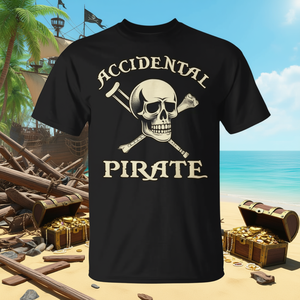 Camiseta Accidental Pirate negra unisex para adultos, talla mediana, diseño humorístico - Product Image 3