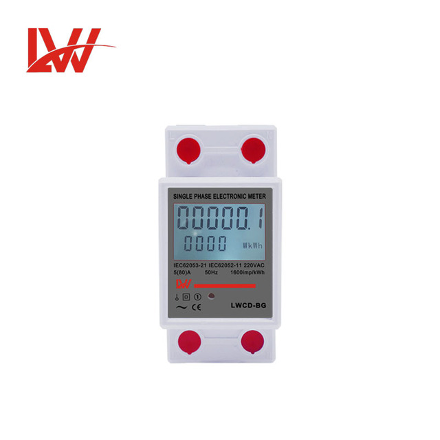 LW Single Phase Digital Energy Meter Din Rail Type Double Display Electronic Meter With Backlight LWCD-BG 5(80)A 220V