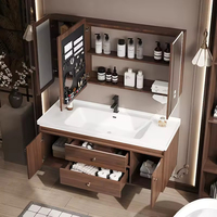 Meuble-lavabo mural moderne et élégant en bois avec comptoirs flottant armoire de salle de bain d'hôtel de luxe
