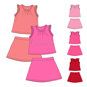 Conjunto Deportivo para Niñas, Top sin Mangas y Falda para Práctica de <span class=keywords><strong>Ballet</strong></span>, Color Sólido, Impresión Personalizada, MOQ Bajo - Product Image 4