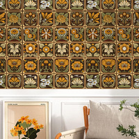 Wallpaper motif kotak-kotak ala Maroko, ubin tempel, ubin kamar mandi perekat untuk dapur DIY tahan air, muha