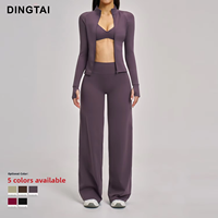 Ensemble de yoga 3 pièces personnalisé Dingtai avec logo, vêtements de fitness pour femmes, vêtements de sport respirants, tenue de sport avec fermeture éclair, tenues d'entraînement