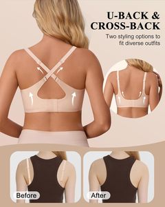 Của phụ nữ liền mạch thạch không dây push-up BRAS với hỗ trợ và nâng bảo hiểm đầy đủ T-Shirt Bra không có Underwire cup Logo - Product Image 4