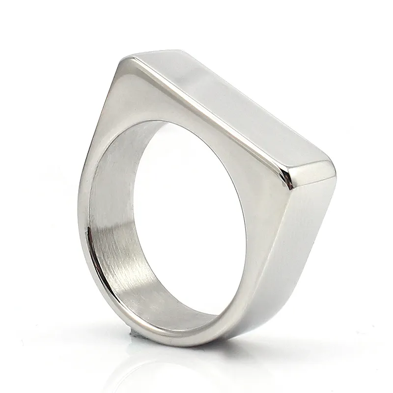 Personalisierte Ringe Blank Edelstahl Herren Signet Ringe Silber Farbe Größe 8 9 10 11 Nicht einschließlich extra logo kosten