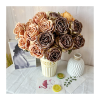 Vente en gros de fleurs artificielles de haute qualité pour la décoration de la maison de mariage rose fleur artificielle au toucher réel