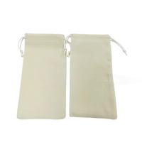 Pochette cadeau en velours blanc recyclable 10x20cm avec cordon de serrage, estampillée, pour bijoux et bagues, idéale pour le thé ou comme sac d'emballage.